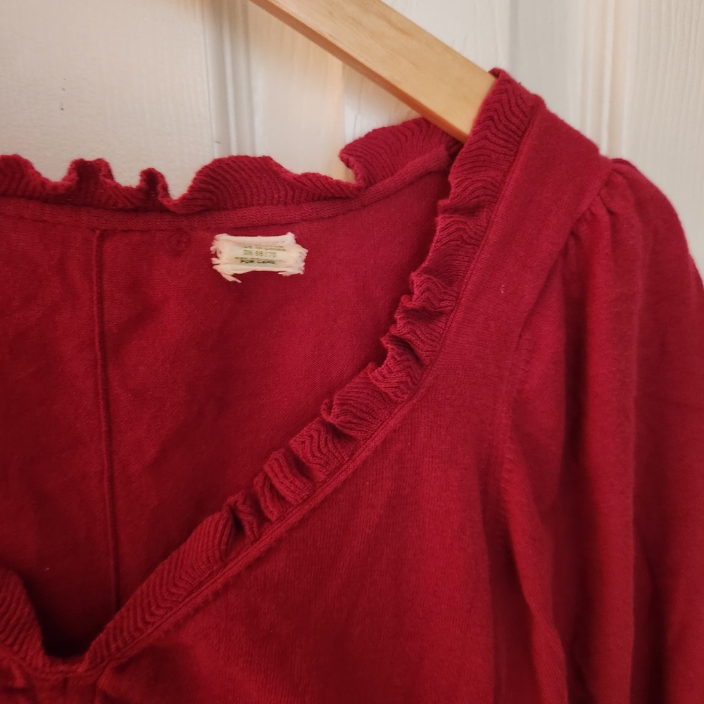 Women's Red Ruffled Top - Picture 4 of 13